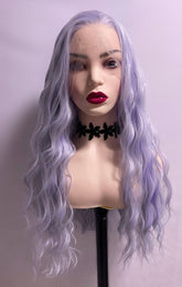 Long Light Purple Deep Curly Wave 13x4 Front Lace Wig